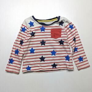 Baby Boden Shirt Boys Size 18-24m Red Stripe Stars Long Sleeve